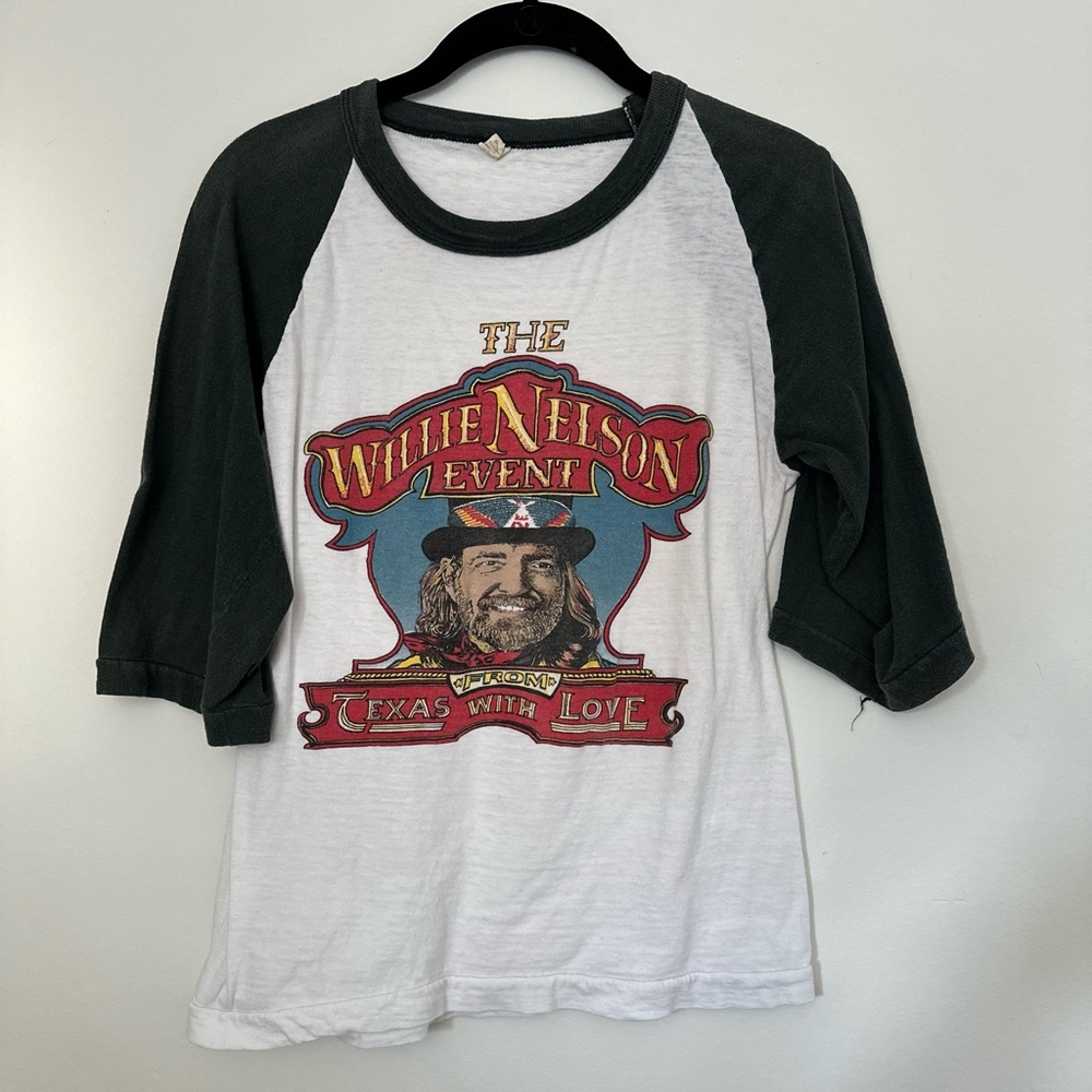 Vintage Willie Nelson Raglan Tee Shirt Size Large